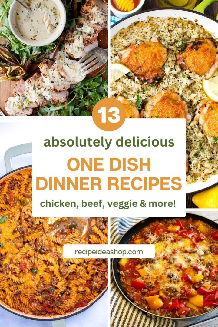 collage with 4 one dish dinners