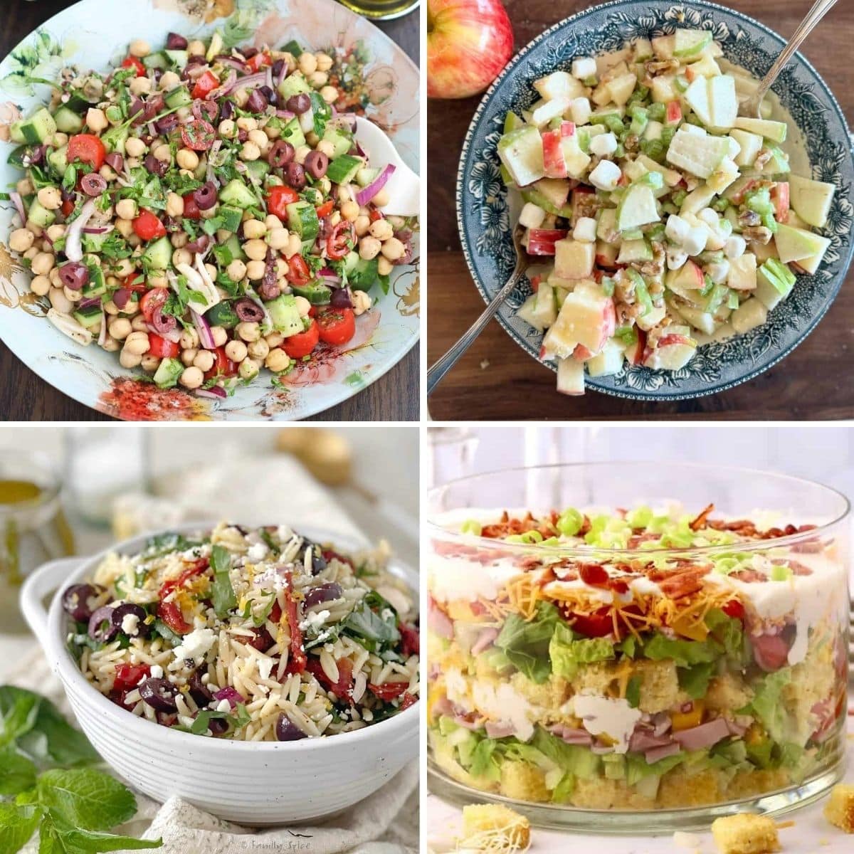 4 image collage potluck salads