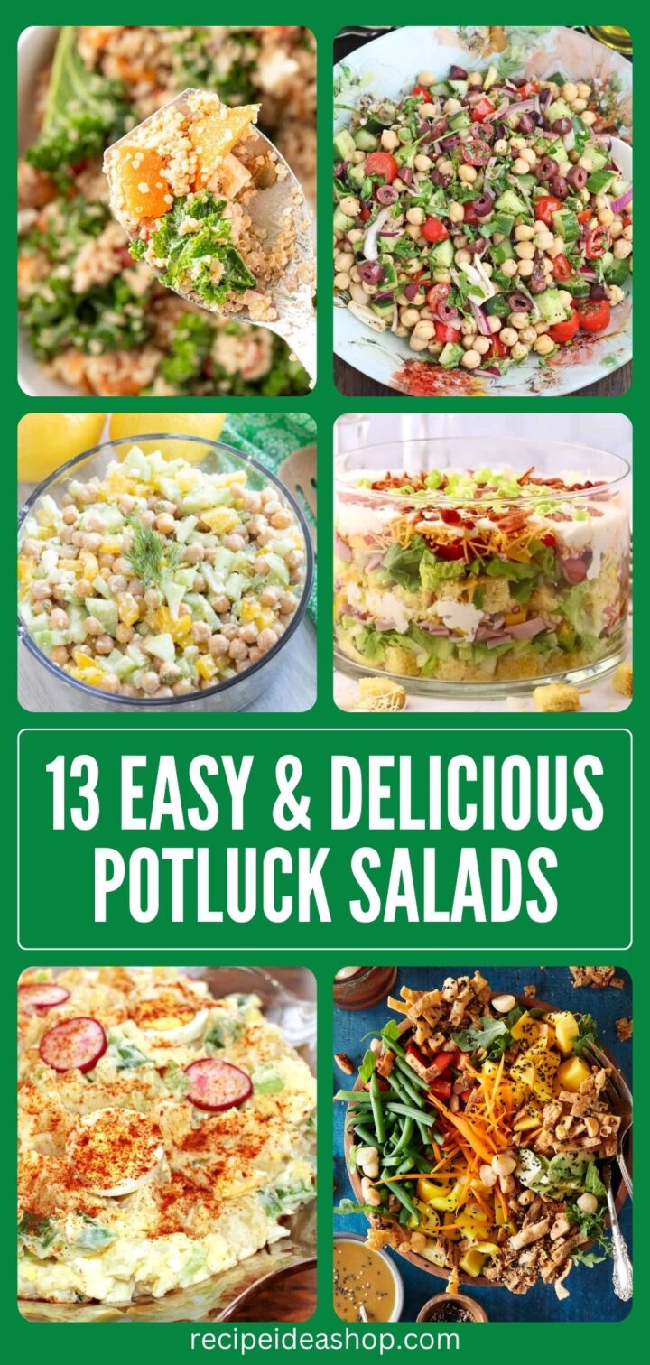 6 image collage potluck salads
