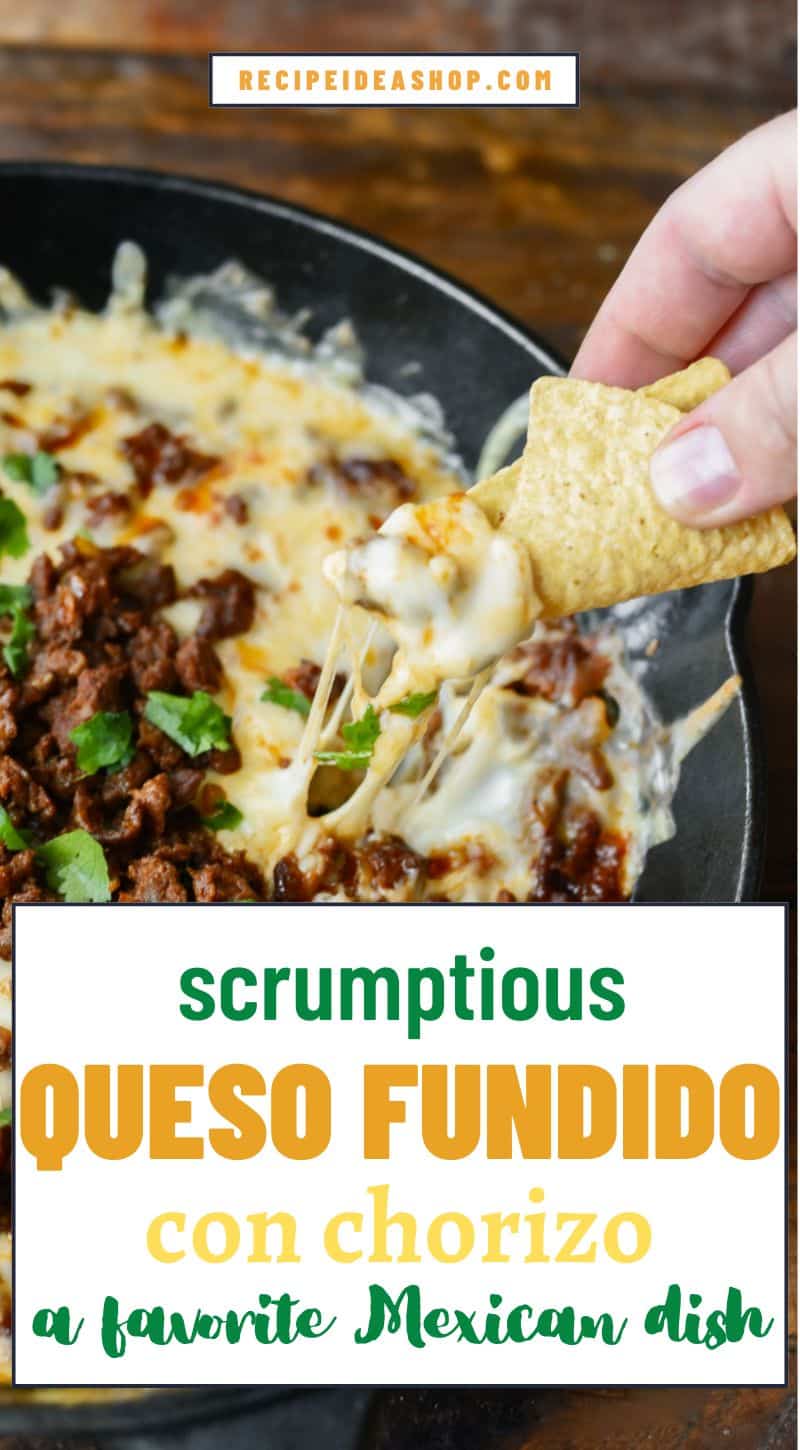 queso fundido with hand dipping tortilla in cheese