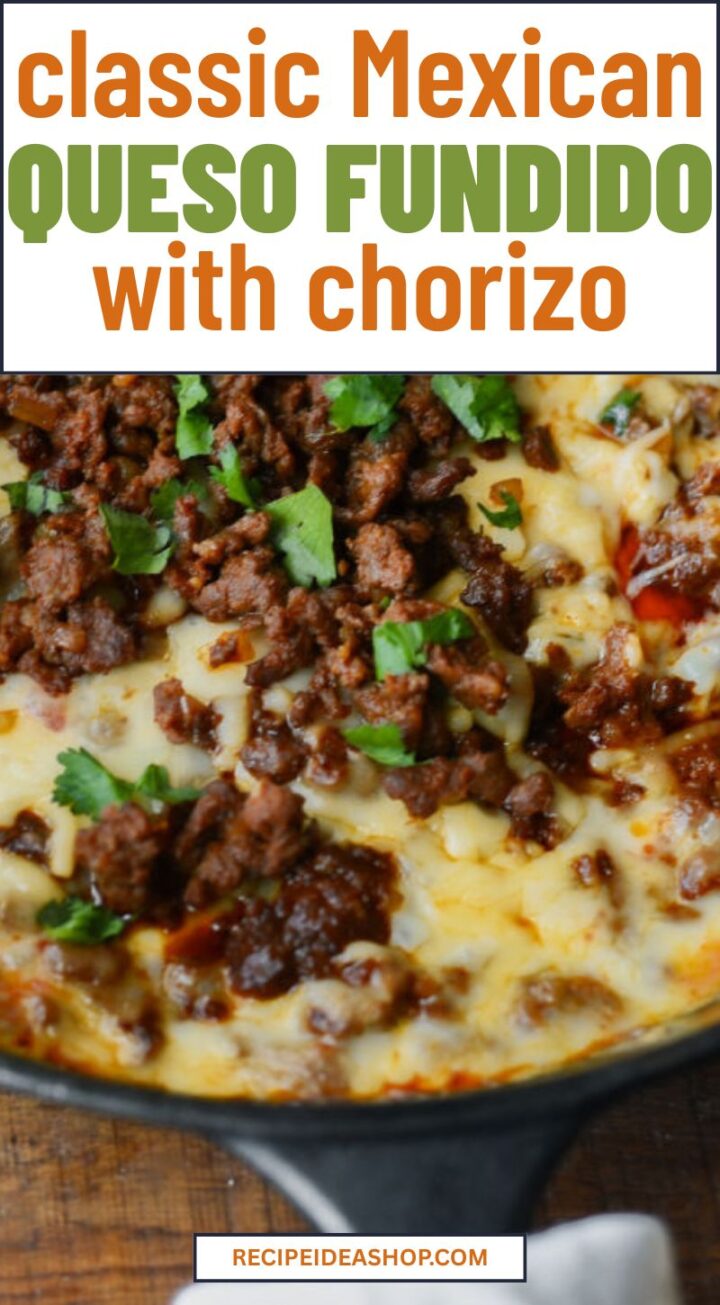 Queso Fundido vertical image top view with text