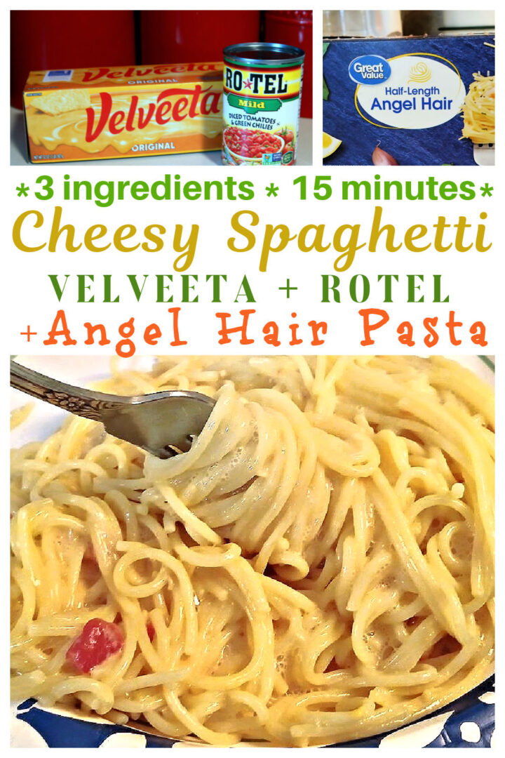 how to make spaghetti with Rotel and Velveeta for a comfort dish of Cheesy Spaghetti