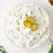 dill pickle dip top view