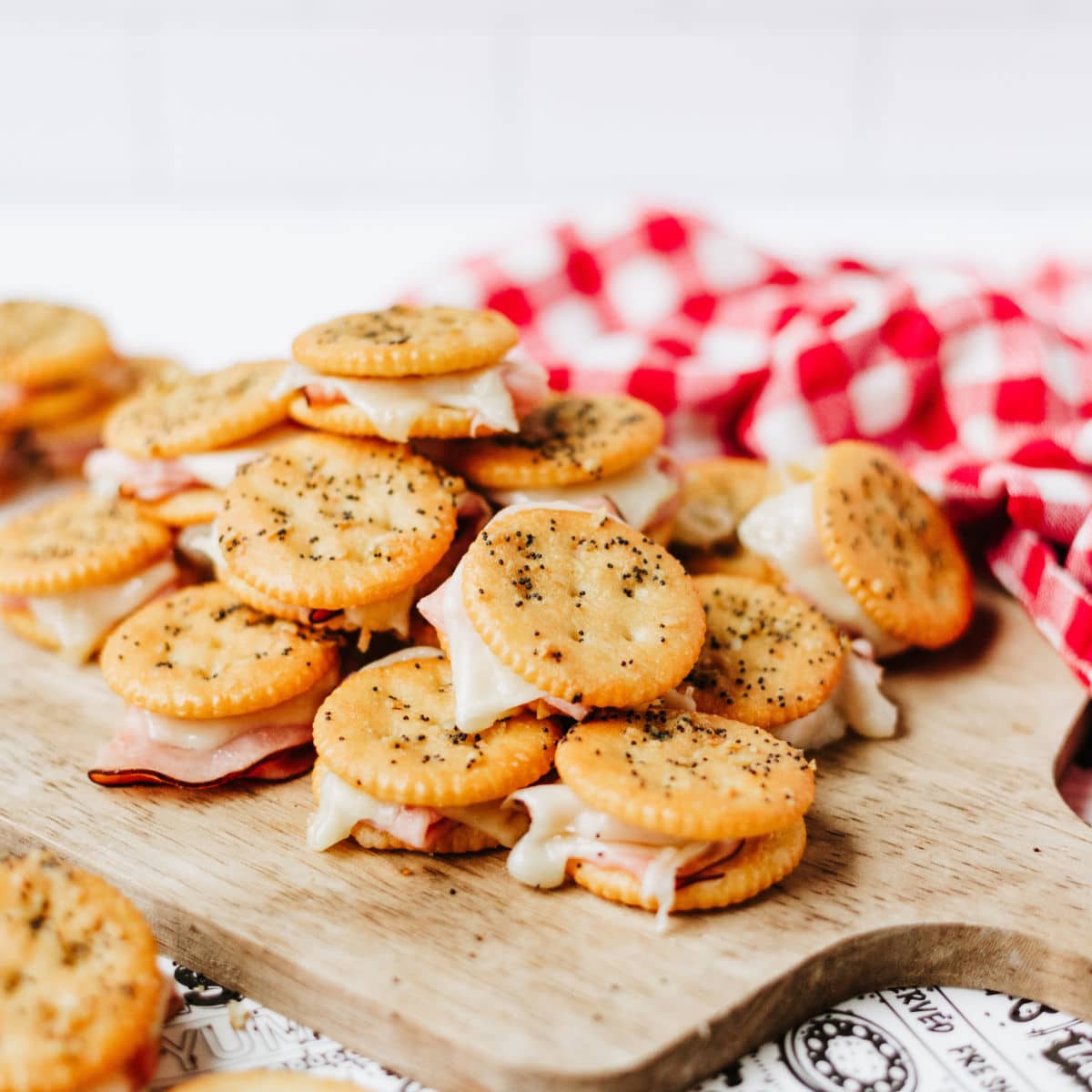 ritz party sandwiches with ham and cheese