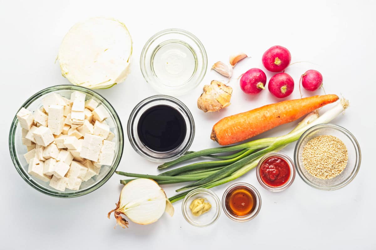 ingredients for Vegan Egg Roll Bowl