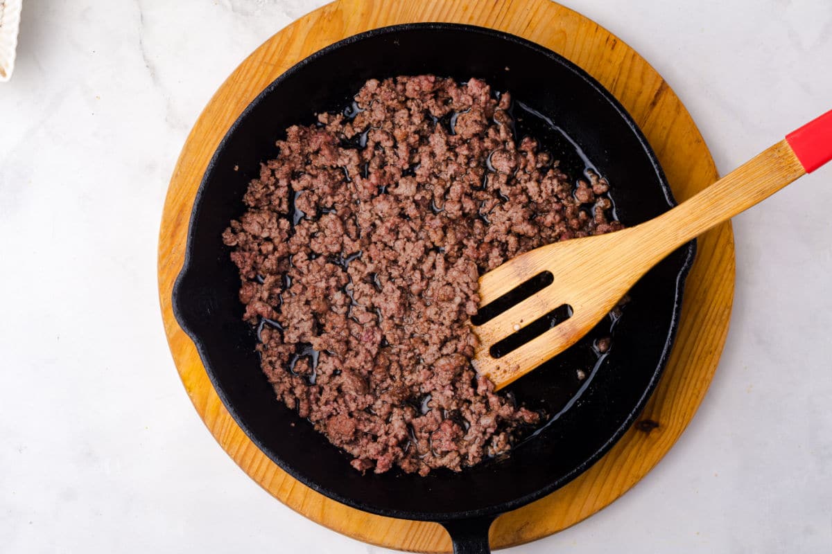 cooking ground beef in skillet