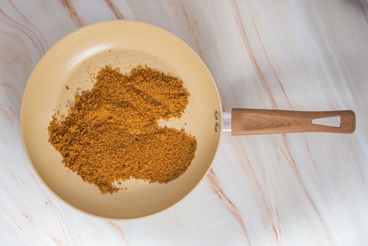 melting butter and brown sugar in pan