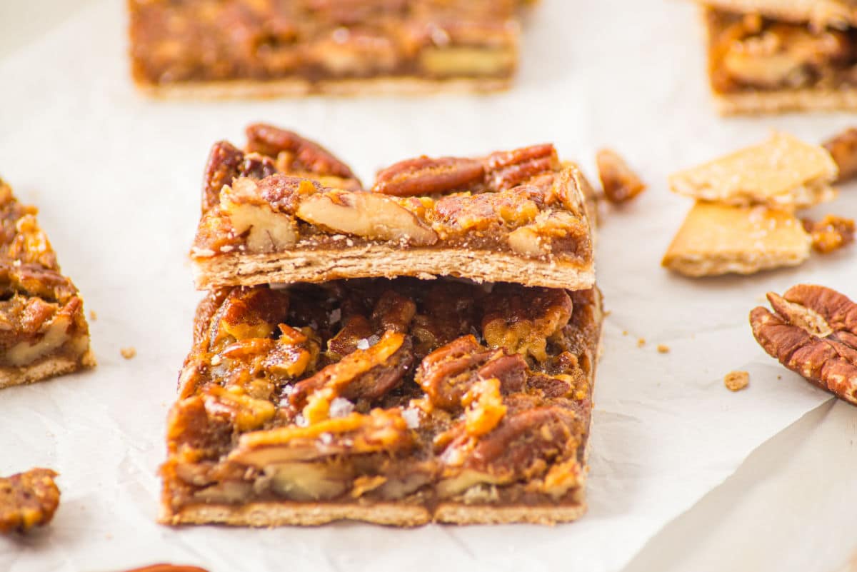 center view of pecan pie bark