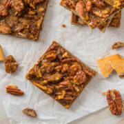 pecan pie bark cut into squares